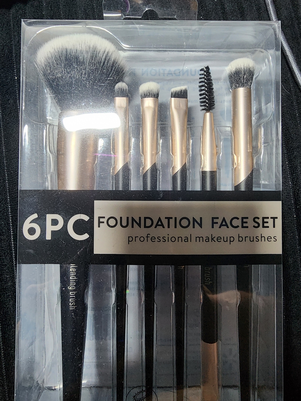6PC Foundation Face Set - Black & Gold Professional Makeup Brushes